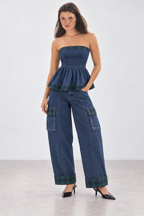 Rose Top – Tartan Denim