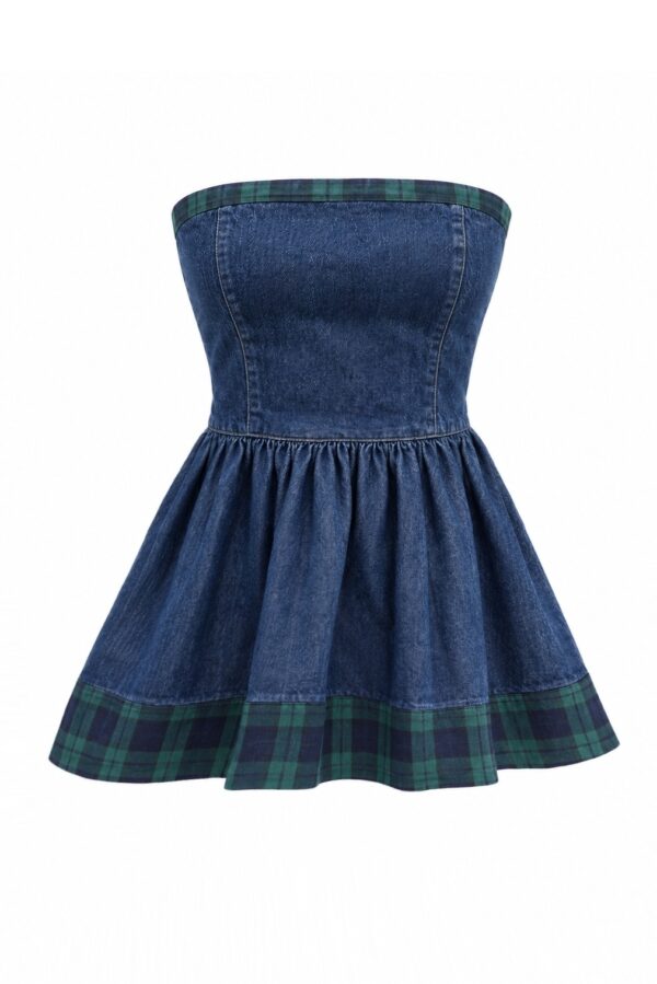 Rose Top – Tartan Denim