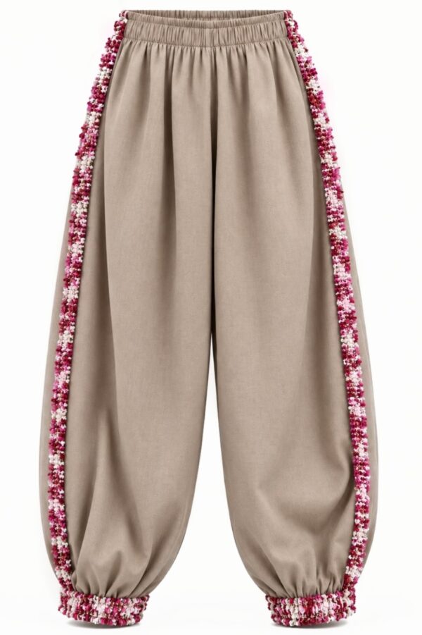 Sana Pants – Taupe/Pink Trim